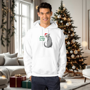 Grappige Chagrijnige Kerstmis Grijze Kat Vakantie Hoodie
