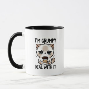 Grappige chagrijnige kitten woordkunst mok