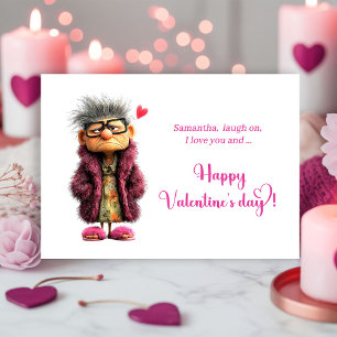 Grappige Chagrijnige Oude Dame Valentijnskaart in  Feestdagenkaart