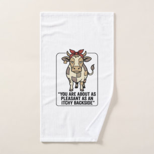 Grappige Chagrijnige Patchwork Koe Vintage T-Shirt Handdoek