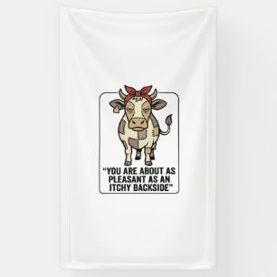 Grappige Chagrijnige Patchwork Koe Vintage T-Shirt Spandoek