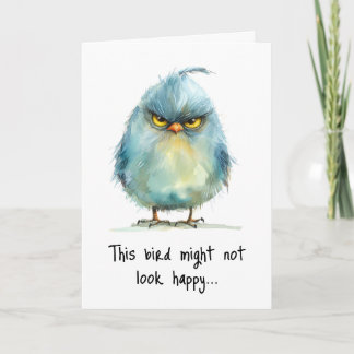 Grappige Chagrijnige Vogel Ochtendgezicht Verjaard Kaart