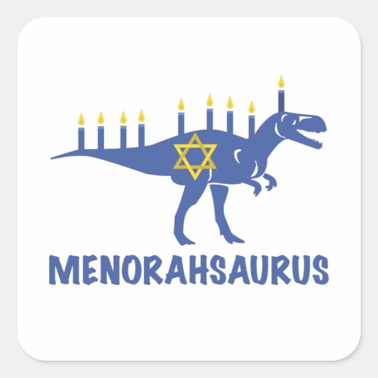 Grappige Chanoeka dinosaurus Menorah Saurus Dino Vierkante Sticker (Voorkant)