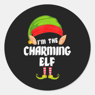 Grappige charmante elf bijpassende gezinsgroep Pj  Ronde Sticker