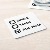 Grappige checkbox Hond moeder status Vierkante Kartonnen Onderzetter (Schuin)