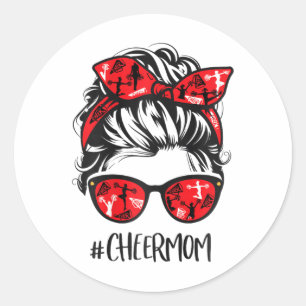 Grappige Cheerleading Moeder Wanordelijke Bun Chee Ronde Sticker