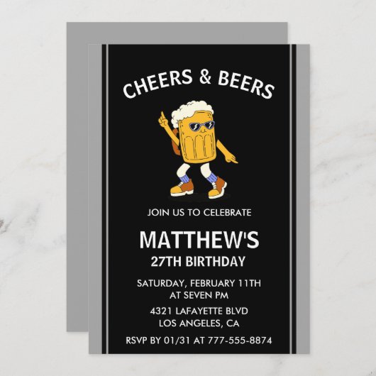 Grappige Cheers and Beers 27e verjaardag uitnodigi Kaart (Voorkant / Achterkant)