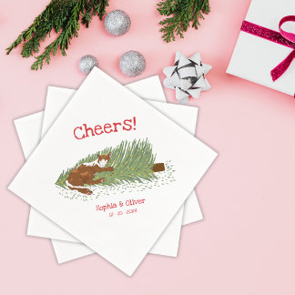 Grappige Cheers Oranje Kat vs Kerstboom Vakantieda Servet