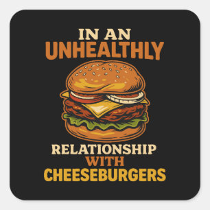 Grappige Cheeseburger Eater Relatie met Burger Vierkante Sticker
