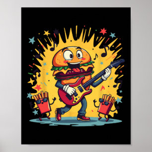 Grappige cheeseburger hamburger spelen gitaar Fran Poster