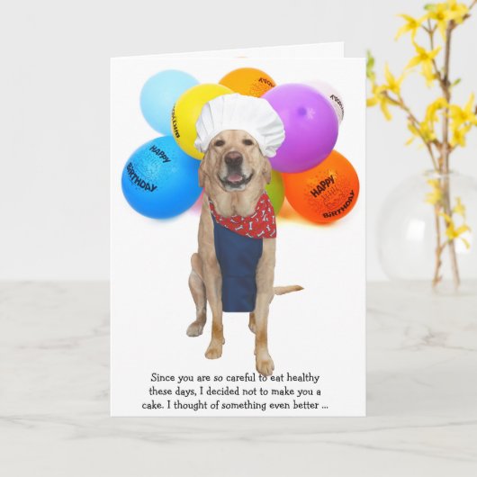 Grappige Chef Hond/Lab Verjaardag Kaart (Gele Bloem)