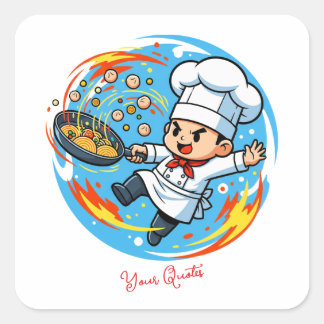 Grappige chef mascotte vierkante sticker
