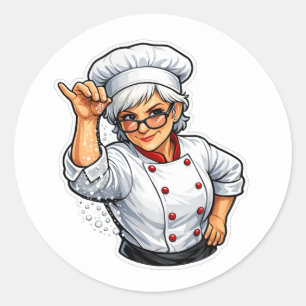 grappige chef vrouw zout bae koken sticker