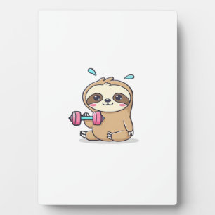 Grappige Chibi Luiaard Workout Schattige Kawaii G Fotoplaat