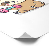Grappige Chibi Sloth Workout Schattigee Kawaii Gym Poster (Hoek)