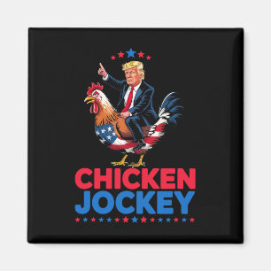 Grappige Chicken Jockey Trump Meme Magneet
