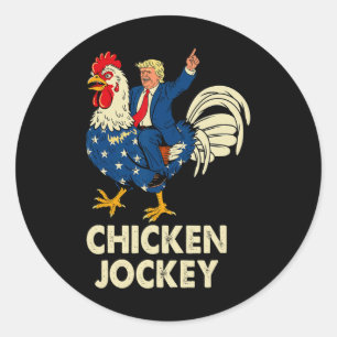 Grappige Chicken Jockey Trump meme voor mannen en Ronde Sticker