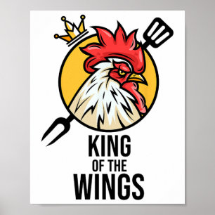 Grappige Chicken King Wings Fans BBQ Drumstick Gif Poster