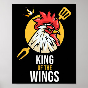 Grappige Chicken King Wings Fans BBQ Drumstick Gif Poster