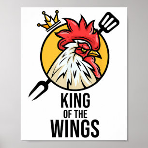Grappige Chicken King Wings Fans BBQ Drumstick Gif Poster