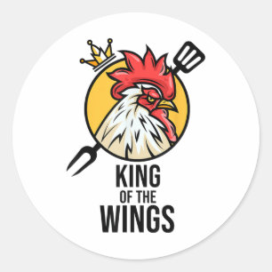 Grappige Chicken King Wings Fans BBQ Drumstick Gif Ronde Sticker