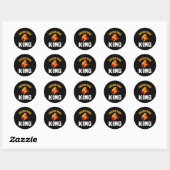 Grappige Chicken Wing King Ontwerp Fast Food Manne Ronde Sticker (Vel)
