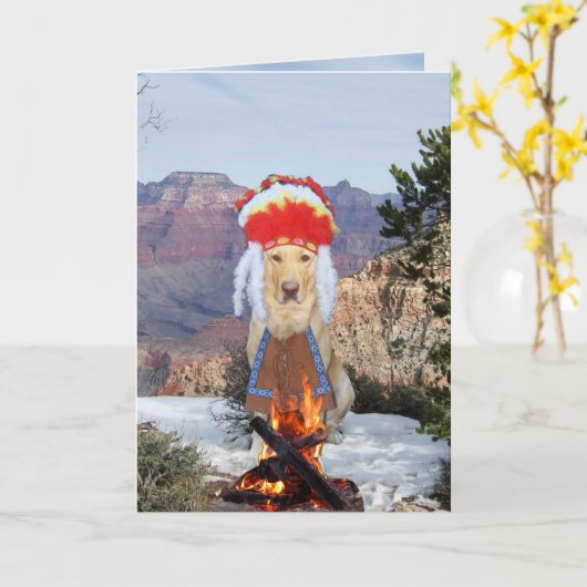 Grappige Chief Dog / Lab rooksignalen verjaardag Kaart (Gele Bloem)