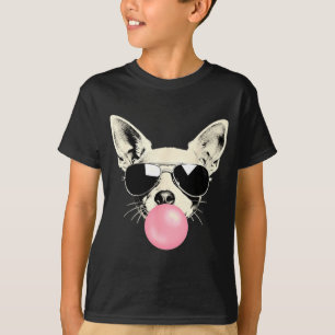 Grappige Chihuahua Bubble Gum Zonnebril Hond Kunst T-shirt