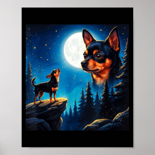 Grappige chihuahua die naar de maan huilt huisdier poster