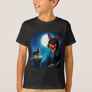 Grappige chihuahua die naar de maan huilt huisdier t-shirt