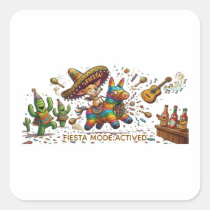 Grappige Chihuahua die op Piñata Feest Verjaardag Vierkante Sticker