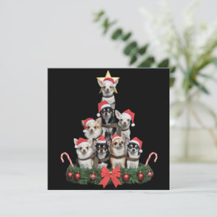 Grappige Chihuahua Hond Kerstboom Kerstmis Feestdagenkaart