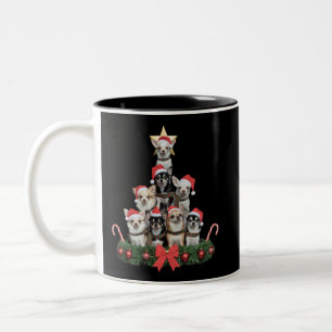 Grappige Chihuahua Hond Kerstboom Kerstmis Tweekleurige Koffiemok