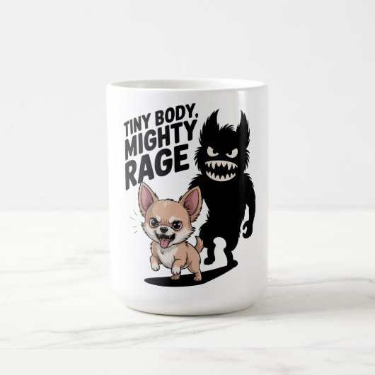 Grappige Chihuahua hond "Tiny Body, Mighty Rage" Koffiemok (Center)