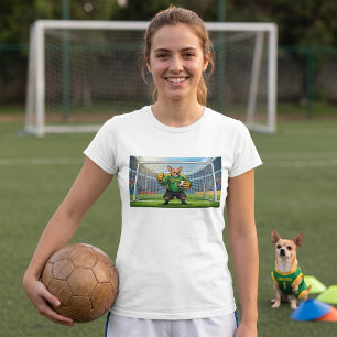 Grappige Chihuahua-hond voetbal doelman T-shirt