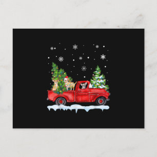 Grappige Chihuahua Met Rode Truck Kerstvakantie Feestdagenkaart