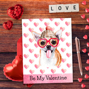 Grappige Chihuahua Wees Mijn Valentijn Hond Valent Feestdagenkaart