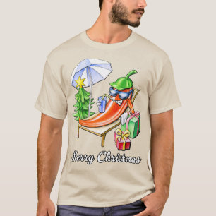 Grappige Chili Vrolijk Kerstfeest onder Parasol en T-shirt