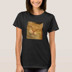 Grappige Chille Oranje Kat Gezicht Wazige Foto Mem T-shirt