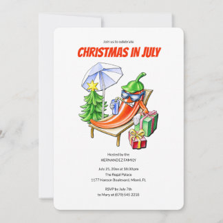 Grappige Chilli Kerstmis in Juli Zomer Zwembadfees Kaart