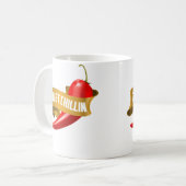 Grappige chilli-peper die chille koffiemok (Voorkant links)