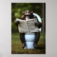 Grappige Chimpansee Badkamer Print Aap Leest