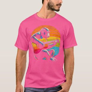 Grappige chimpansee die akoestische gitaar speelt t-shirt