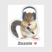 Grappige chipmunk DJ met hoofdtelefoon en microfoo Sticker (Vel)