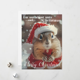 Grappige chipmunk noot voor kerstfoto feestdagenkaart