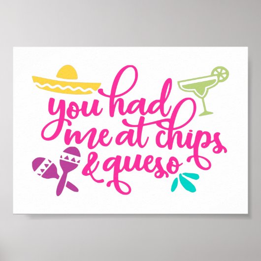 Grappige Chips en Queso Mexicaanse Feestdecoratie Poster (Voorkant)