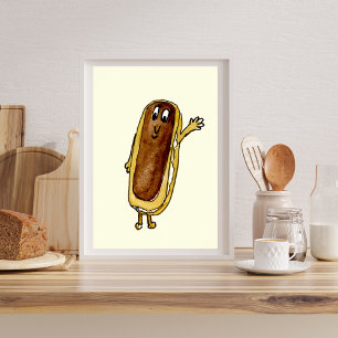 Grappige chocolade-éclair grappige cake cartoonkun poster