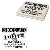 Grappige Chocolade & Koffie Hout Kunststempel, 4 x Rubberstempel (Gestempeld)