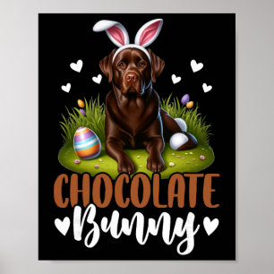 Grappige Chocolade Labrador Konijn Paasfeest Poster