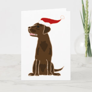 Grappige Chocolade Labrador Retriever Kerstkunst Feestdagen Kaart